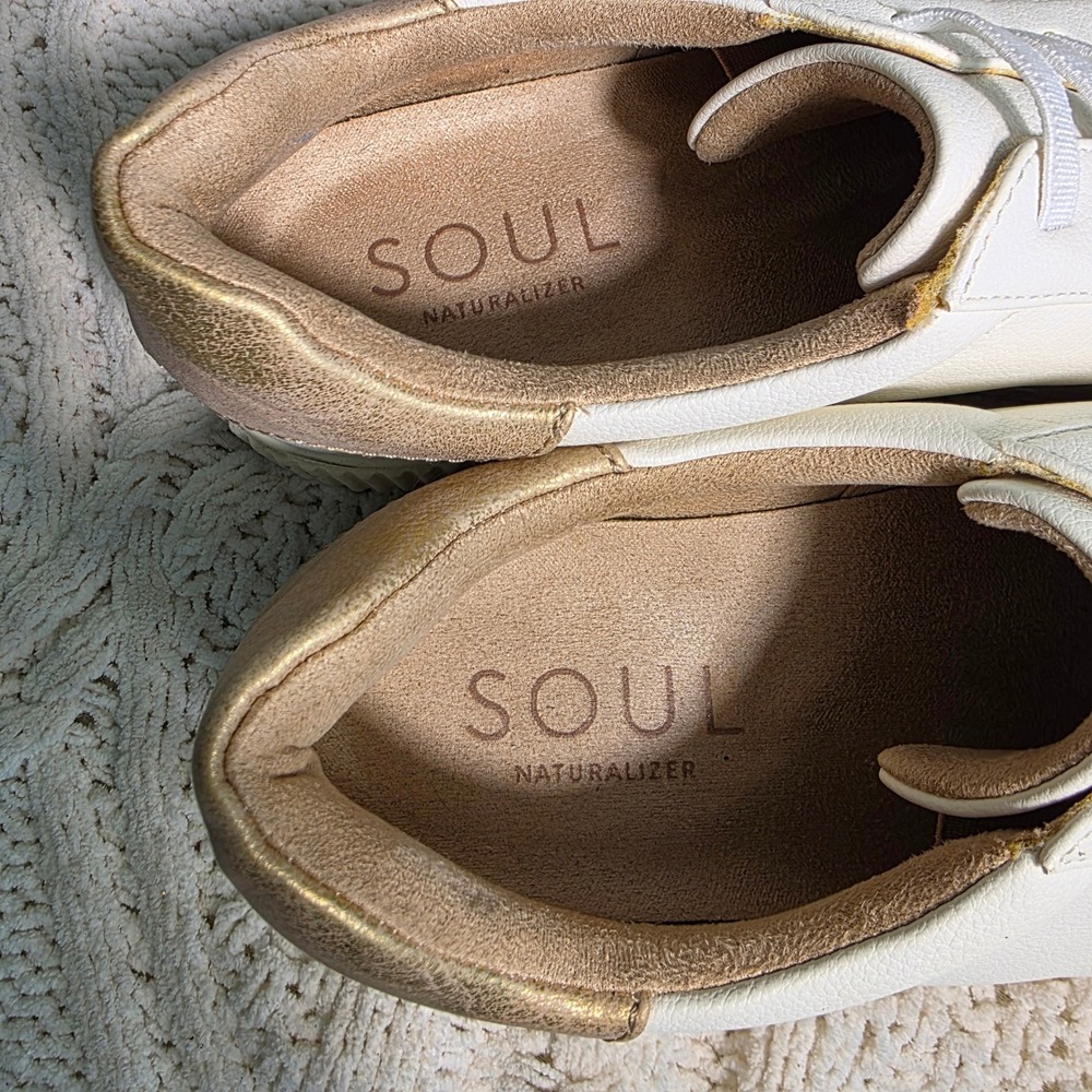 Soul Naturalizer Tia Stepin Sneakers White Gold‎ Slip On Womens 10W Good - Picture 3 of 7
